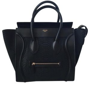 Celine limited black leather mini luggage tote 👜